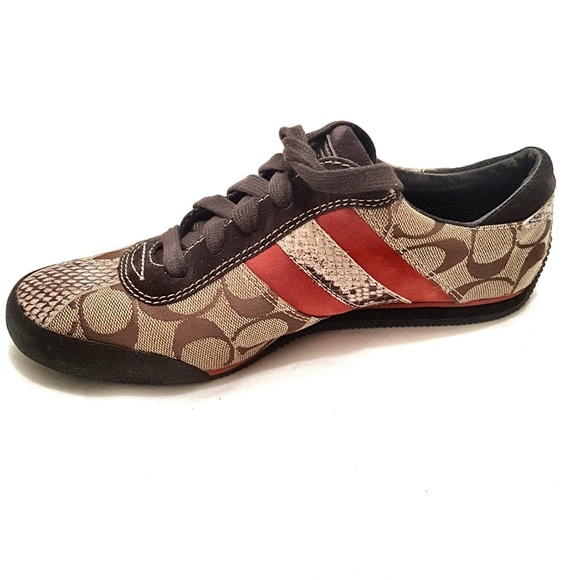 Coach Shoes - NEW-COACH Sneakers - Brown/Red/Snakeskin